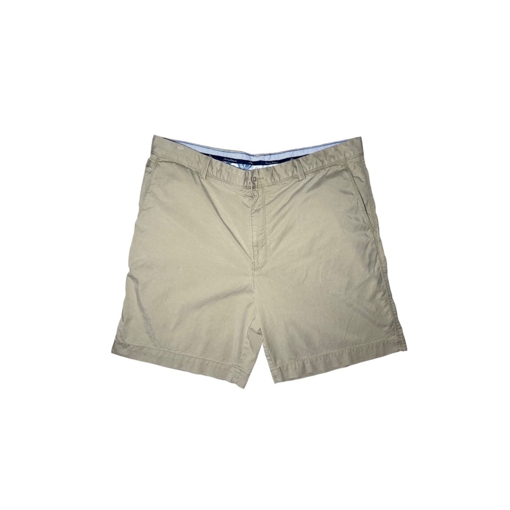 Tommy Bahama Chino Flat Front Shorts Men Size 40 Khaki Cotton Tencel